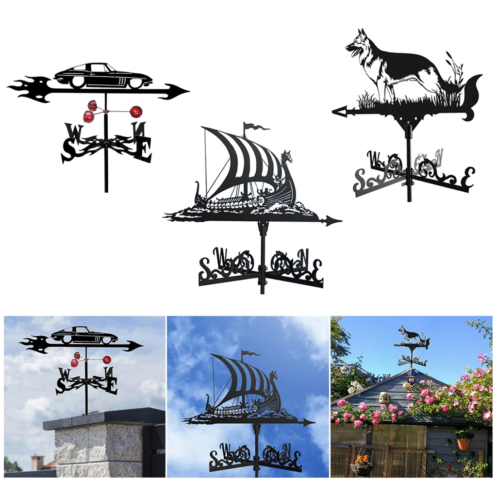 Metal Weathervane Roof Mount Weather Vane Ornaments Wind Direction Indicator Weather Vanes for Roofs Sheds Yard Cupola Barns