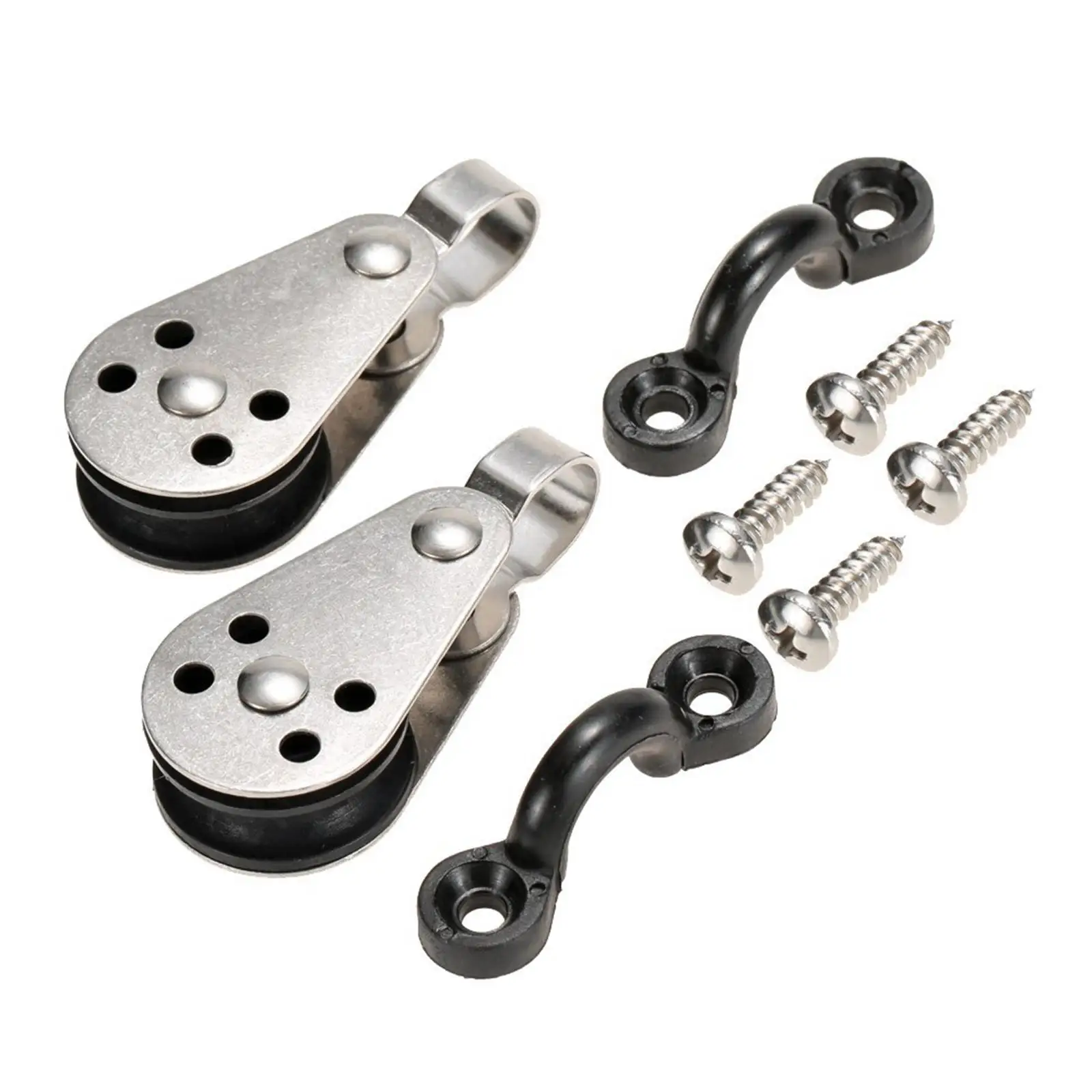 Durable Kayak Anchor Trolley Kit 2 Pulley Blocks W/ Screws C Type Buckle