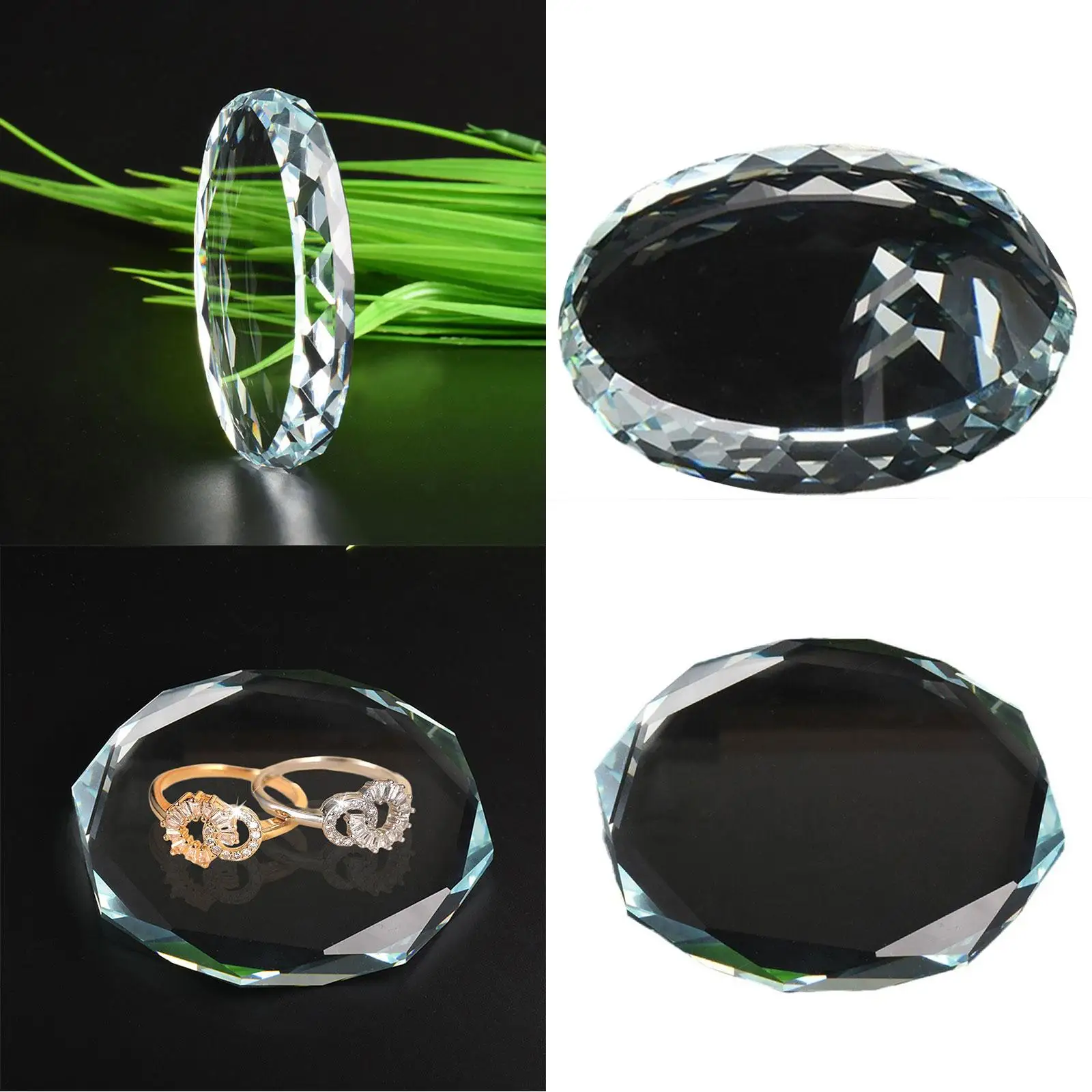 Glass Display Riser Round Figures Glass Crafts Base Cup Coaster for DIY Accessories Doll Accessories Table Show Decoration