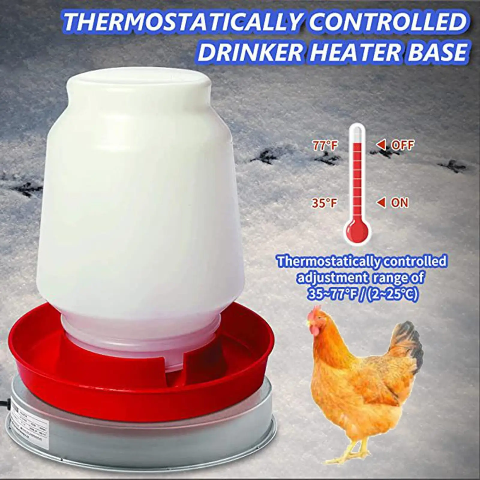 Poultry Waterer Drinker Heated Base Chicken Water Heater for Winter Sterilizer Heating Base Pet Water Heater