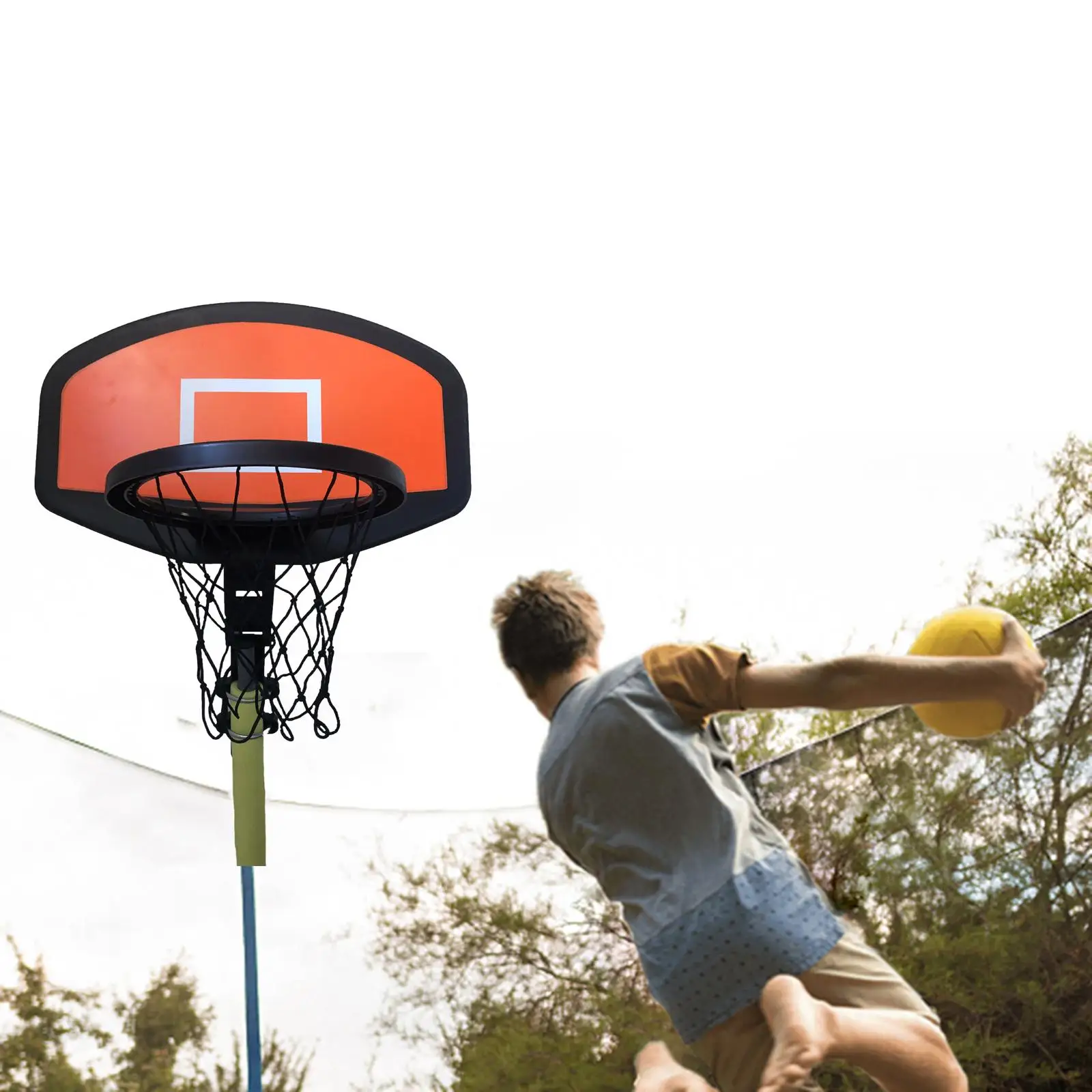 Basketball Hoop for Trampoline Toy Trampoline Accessories Basketball Backboard for Curved Pole Indoor Backyard Kids Outside