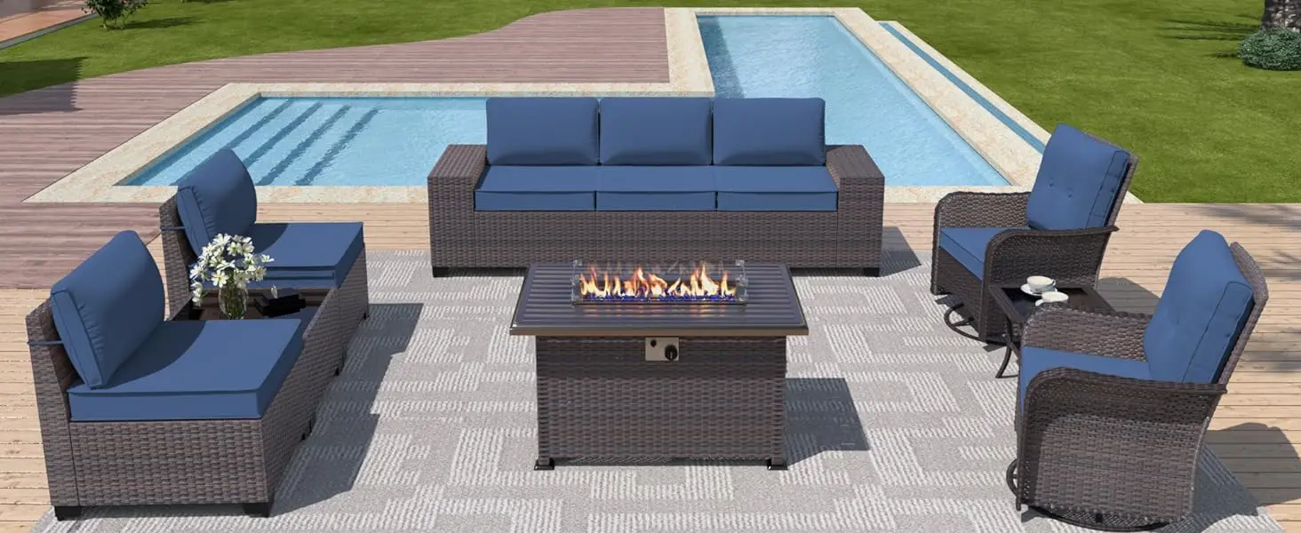 Patio Furniture Set with Swivel Chairs