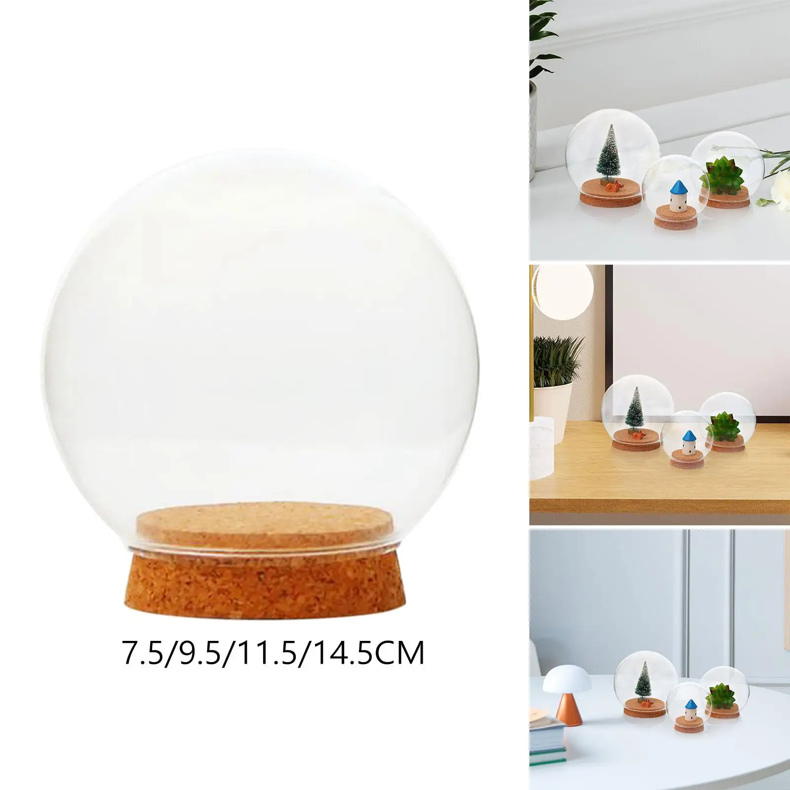 Glass dome with base, clear glass dome, cloche ball glass dome for table top