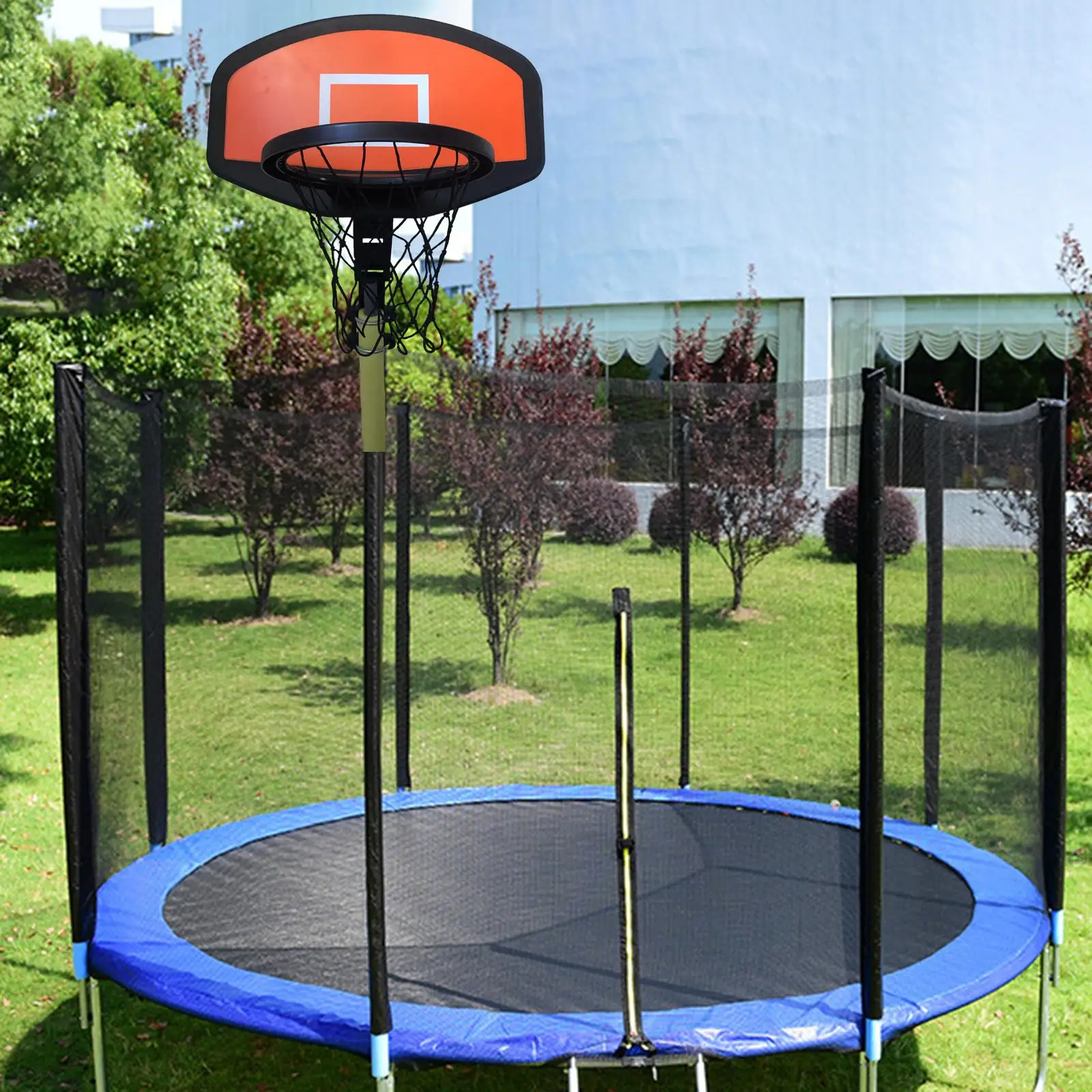 Basketball Hoop for Trampoline Toy Trampoline Accessories Basketball Backboard for Curved Pole Indoor Backyard Kids Outside