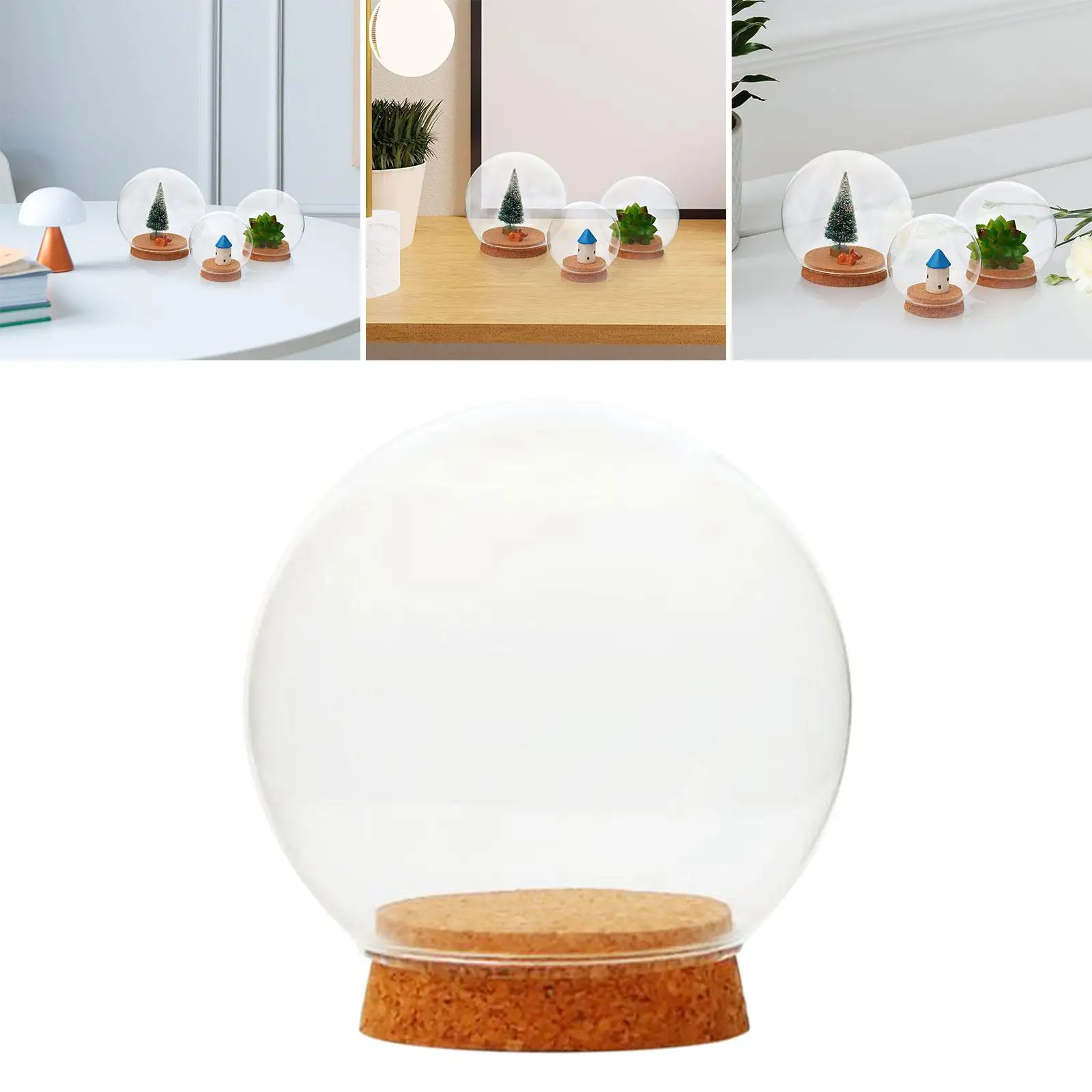 Glass dome with base, clear glass dome, cloche ball glass dome for table top