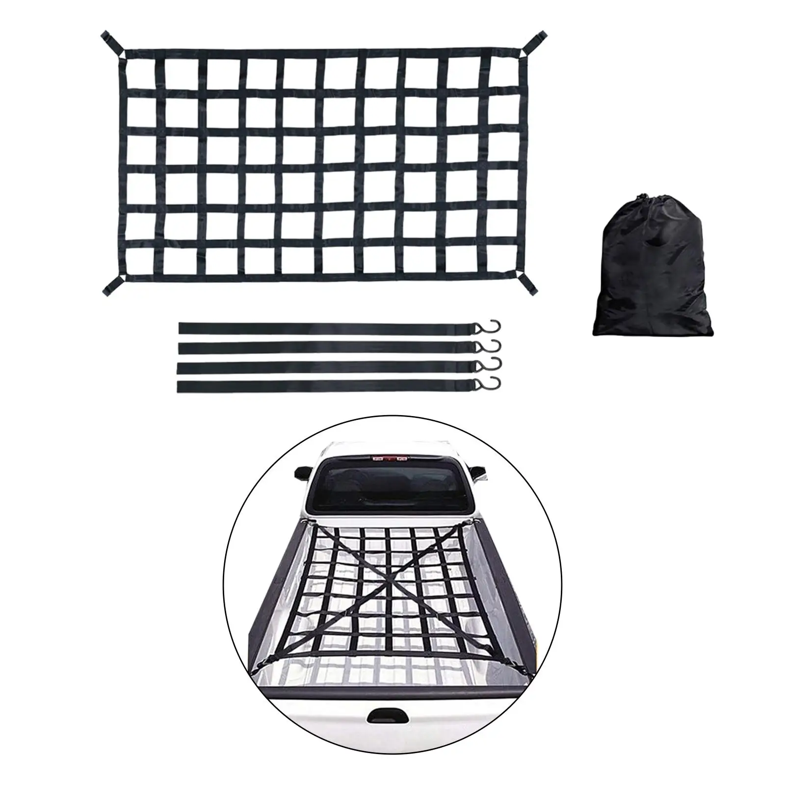 Cargo Net for Pickup Truck Bed Compatible Simple Installation Mesh Organizer