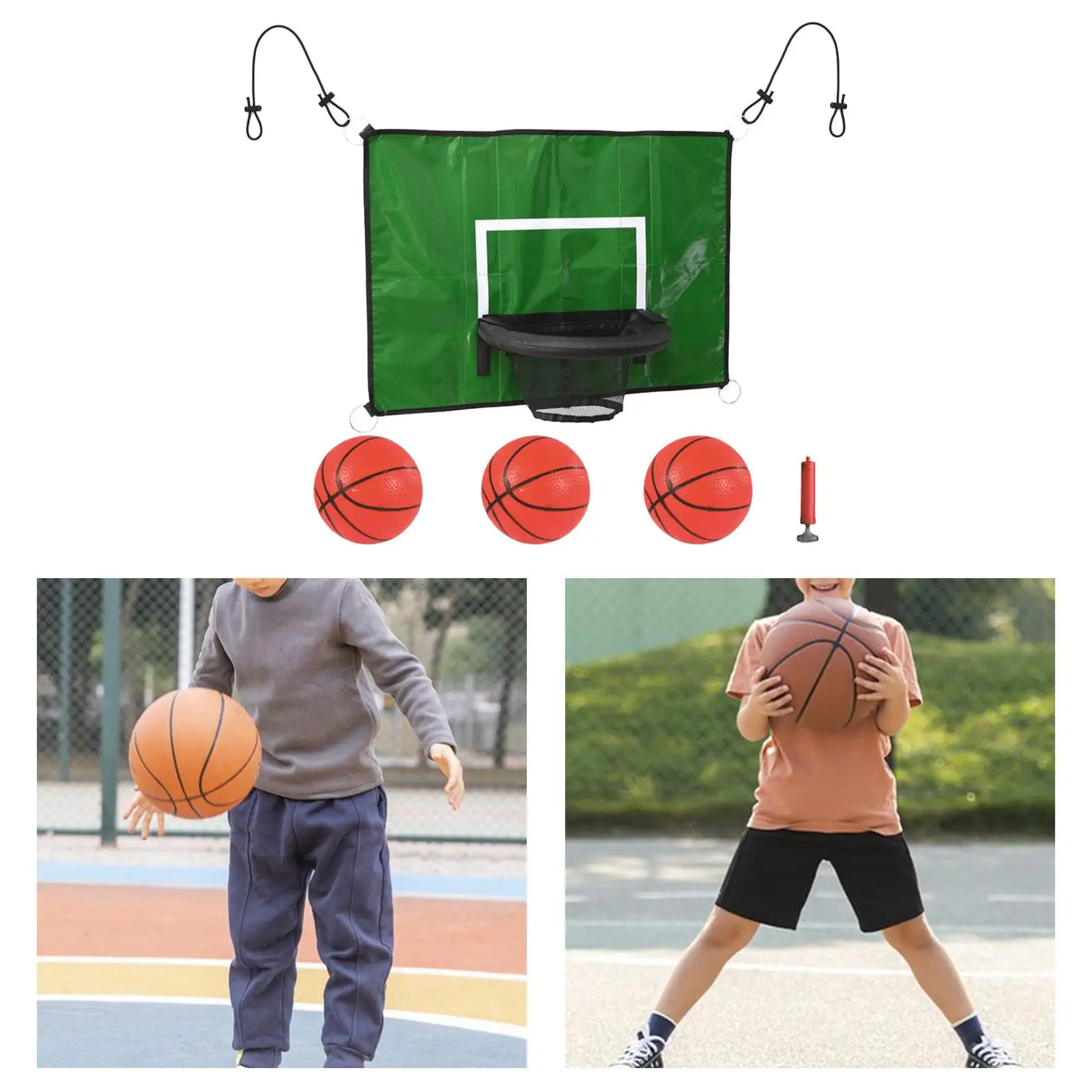 Trampoline Basketball Hoop Attachment Universal for Children Accessory Simple Installation Portable with Mini Basketballs