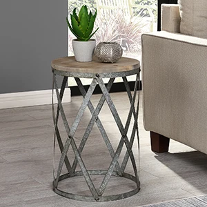 Galvanized Wood Top End Table