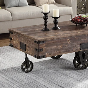 Farmhouse Rustic Factory Cart Coffee Table