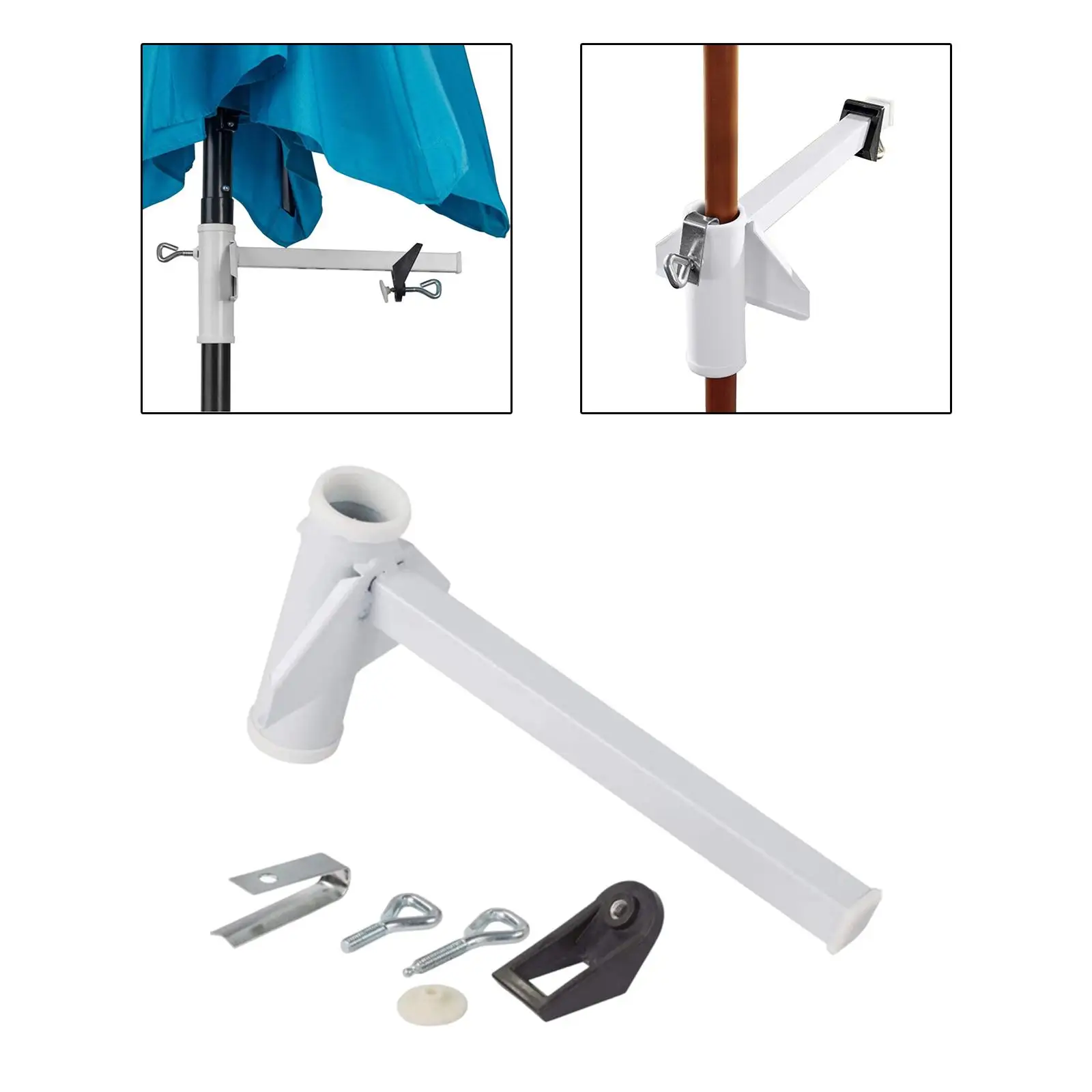 Parasol Holder Adjustable Umbrella Clamp Mounting Bracket for Pool Deck Railing Fences