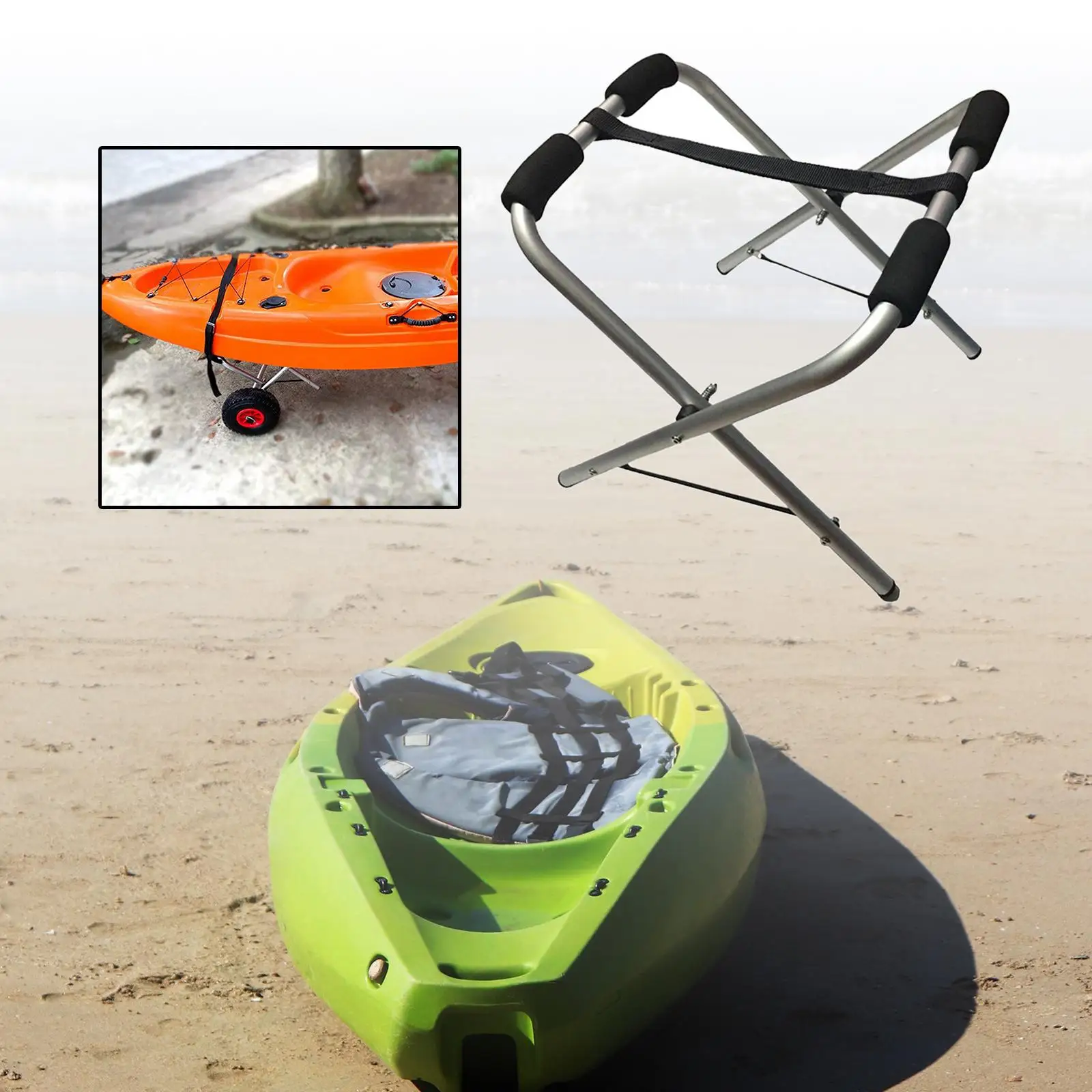 Folded Kayak Stand Portable Shelf Kayak Storage Rack Paddleboard Stand for Outdoor Indoor Snowboards Canoe Longboard Skateboard