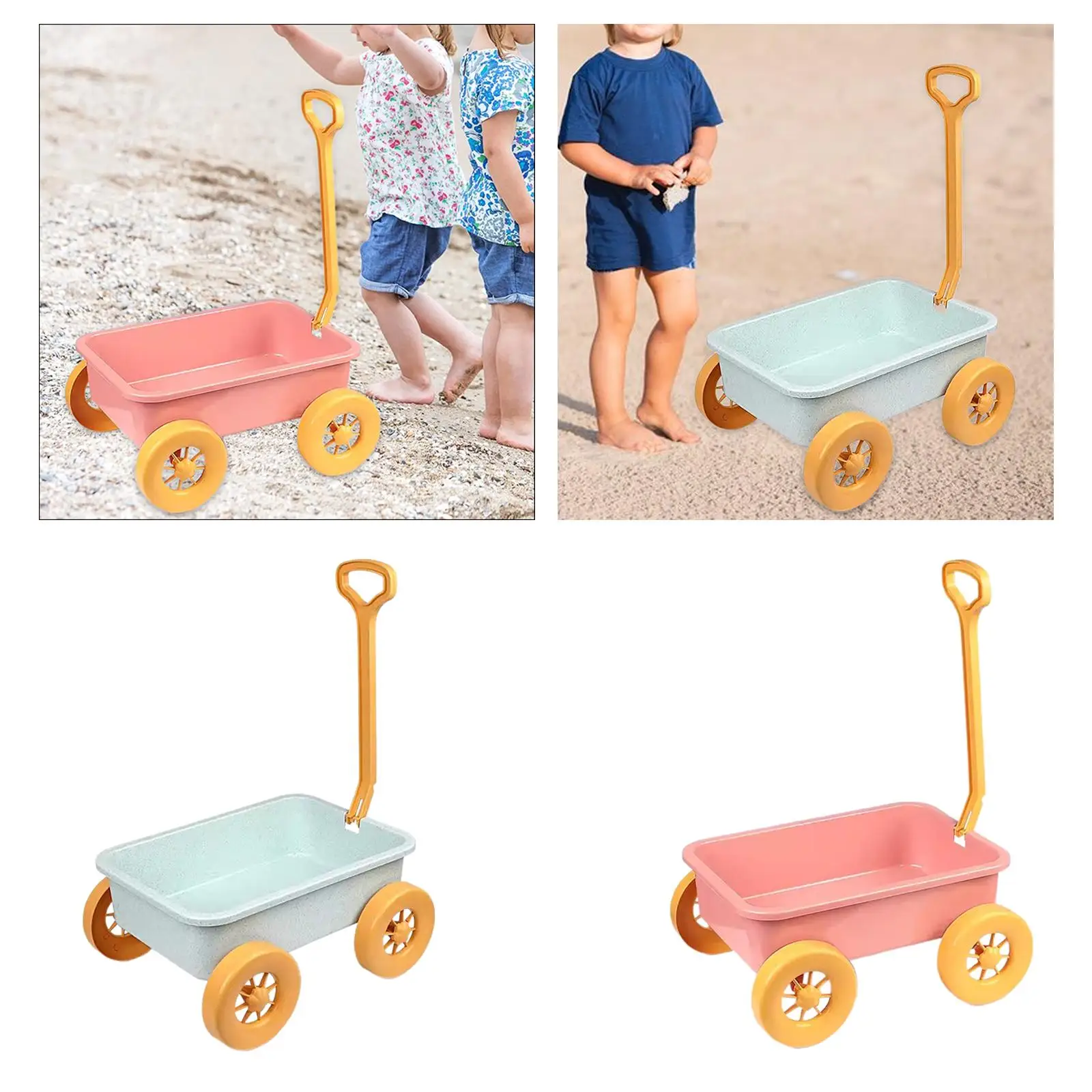 Pretend Play Wagon Toy, Outdoor Indoor Toy Motor Skills Children Wagon Cart Summer Sand Toy Trolley for Kids Children