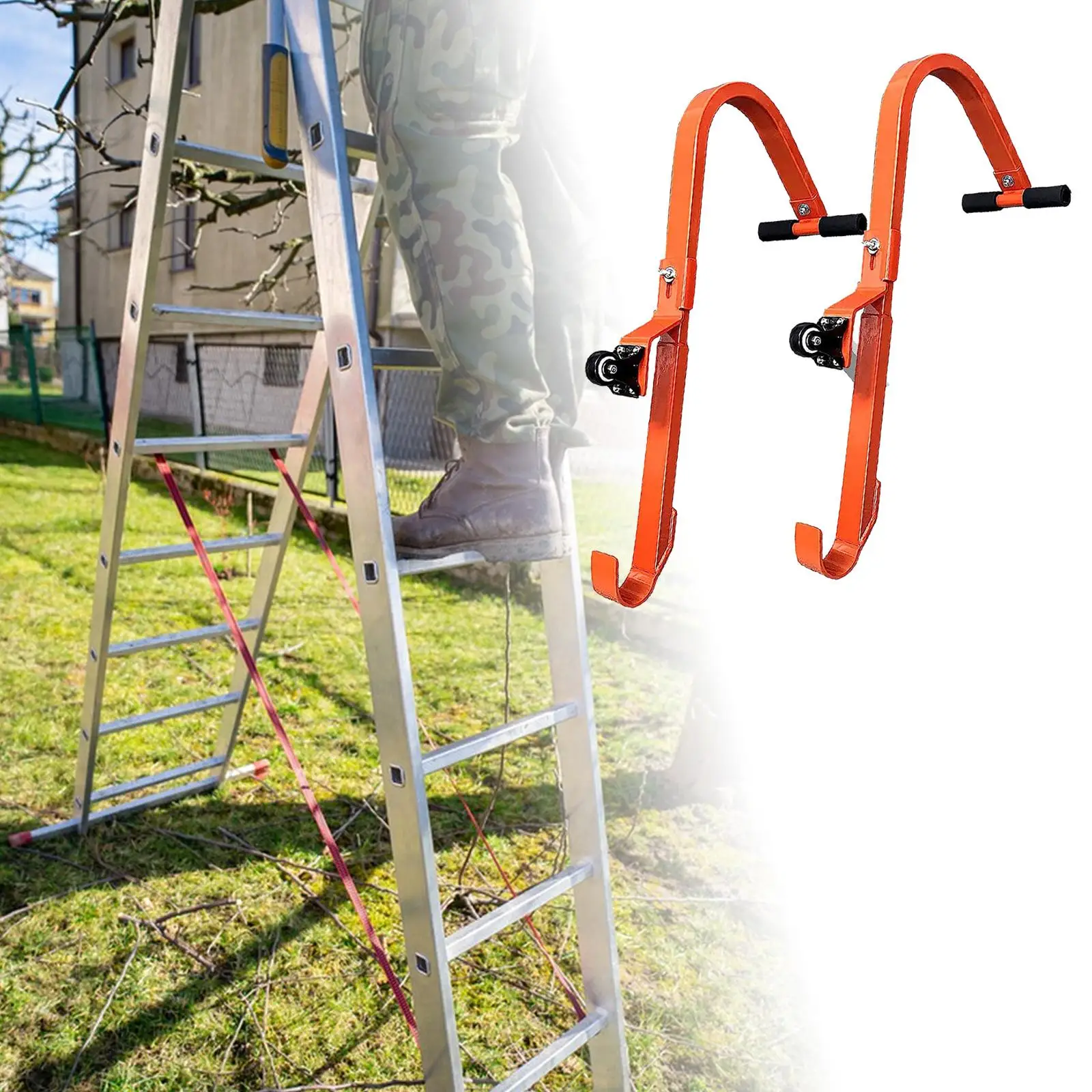 2 Pieces Roof Ladder Stabilizer Roof Ridge Extension Non Slip Heavy Duty Iron