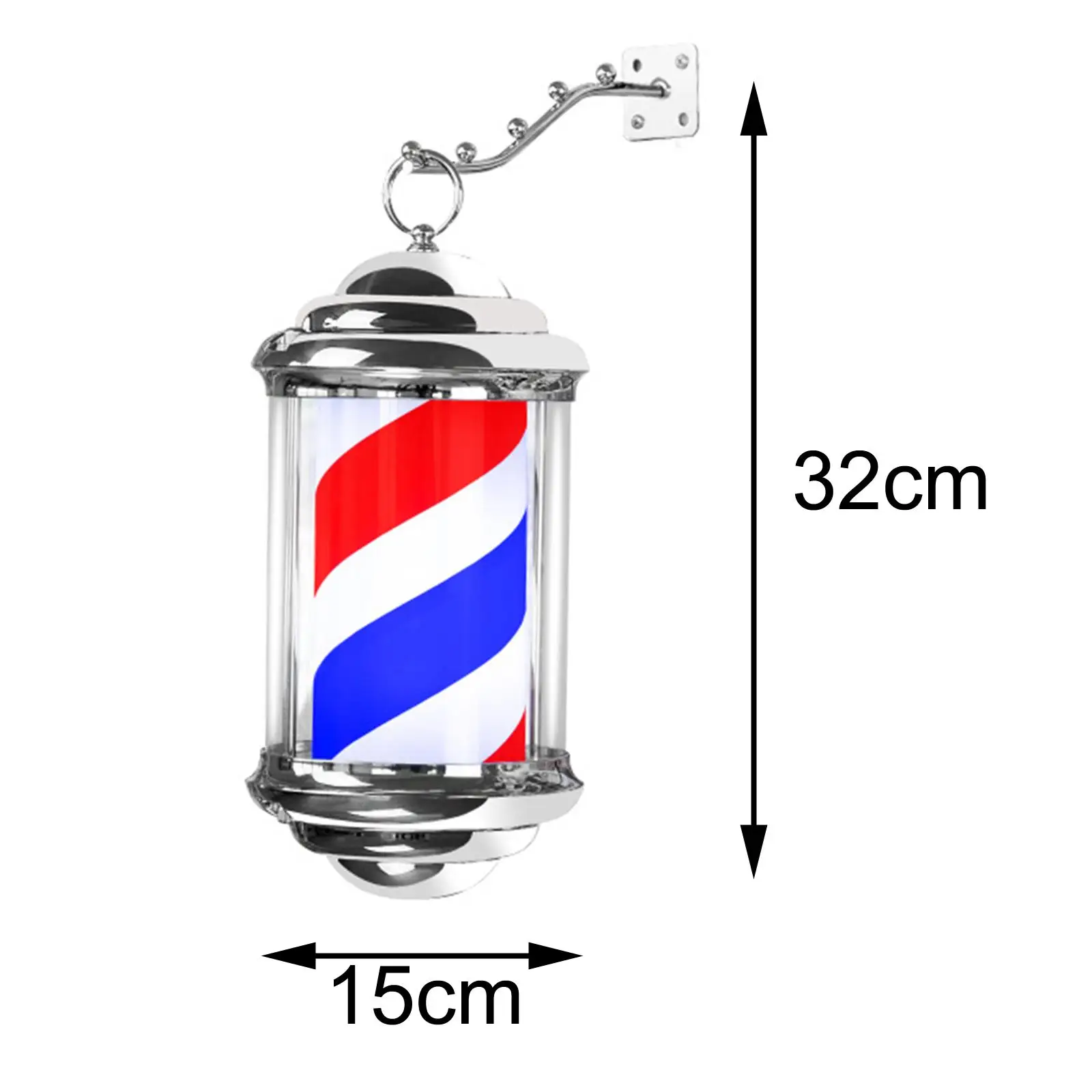 Barber Pole Light Rotating Hair Salon Shop Sign Stripe Windproof Water Resistant Rainproof LED Light for Entrance Indoor