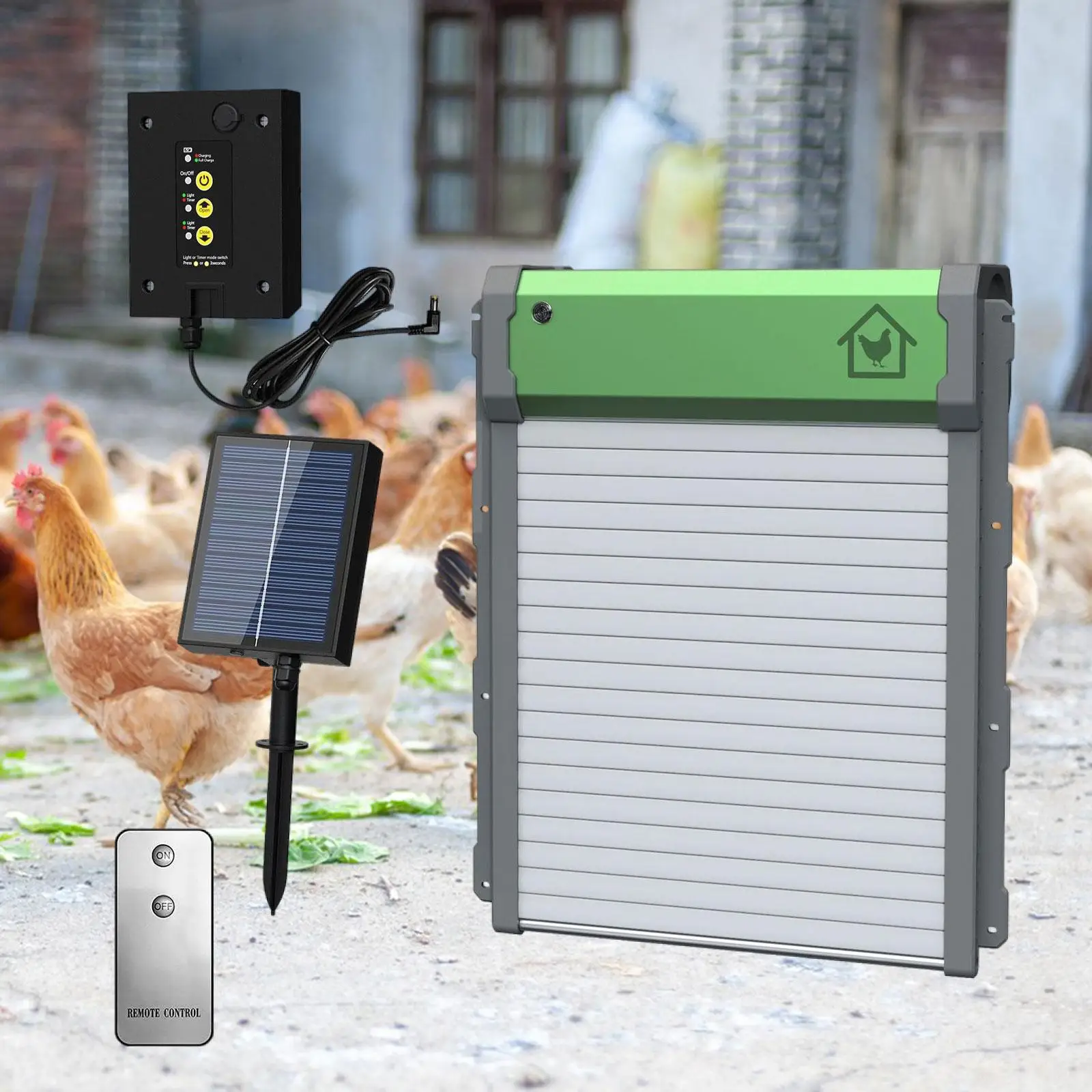 Automatic Chicken Coop Door Solar Powered IP67 Waterproof Weatherproof Own Control Panel Easy Installation Electric Opener