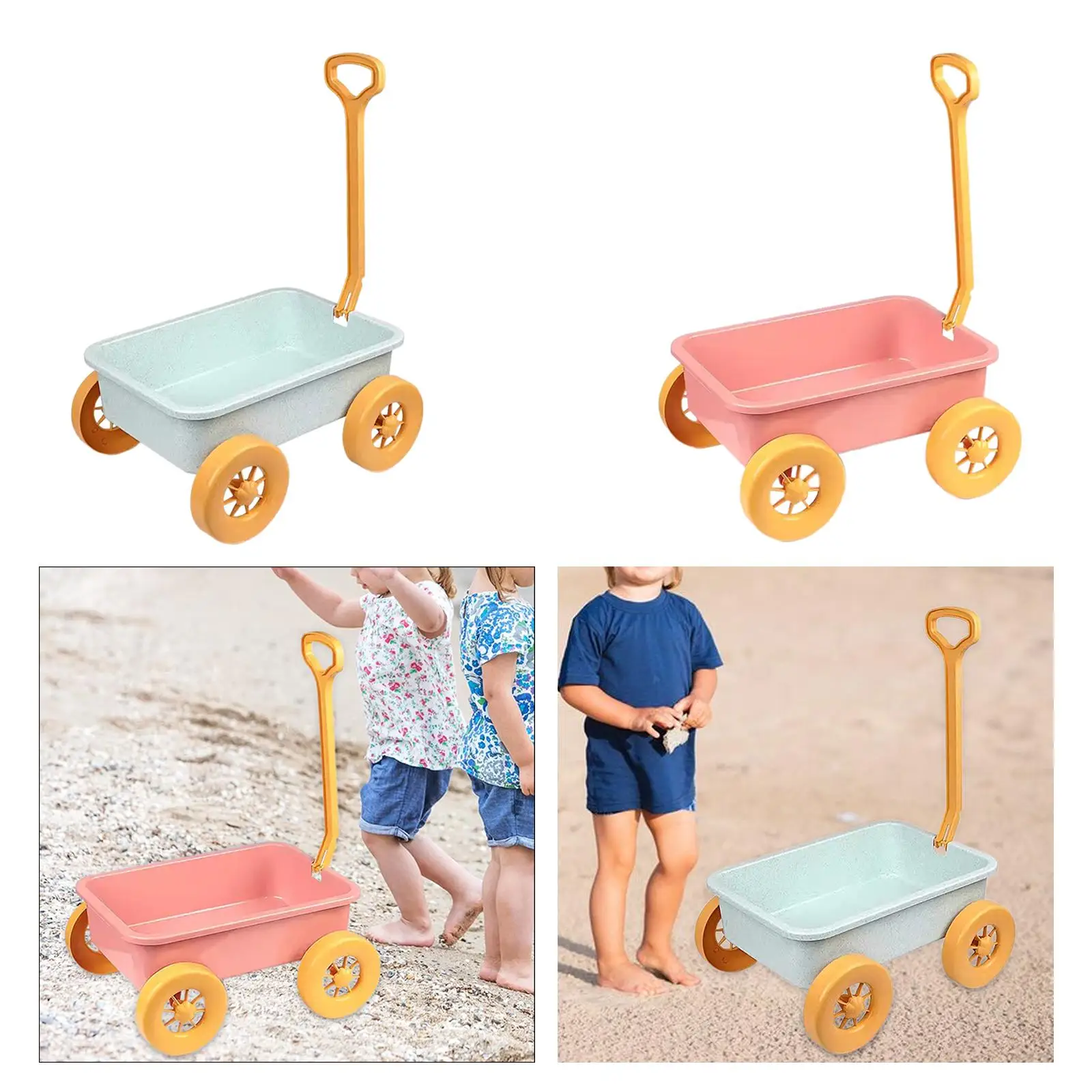 Pretend Play Wagon Toy, Outdoor Indoor Toy Motor Skills Children Wagon Cart Summer Sand Toy Trolley for Kids Children