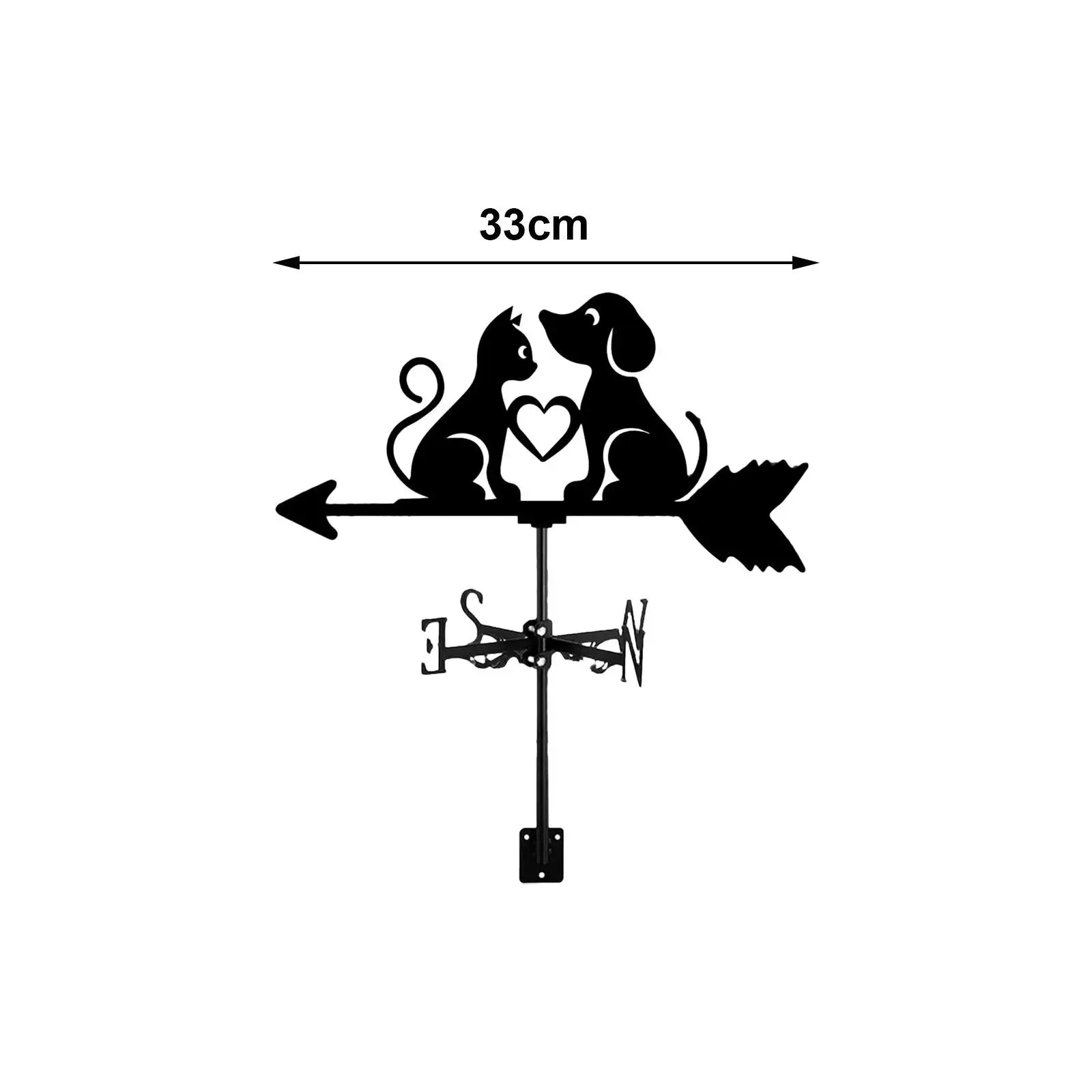 Dog Cat Silhouette Yard Roof Garden Weathervane Metal Wind Vane Wind Direction Indicator for Barn Gazebo Garage Farm Cupola