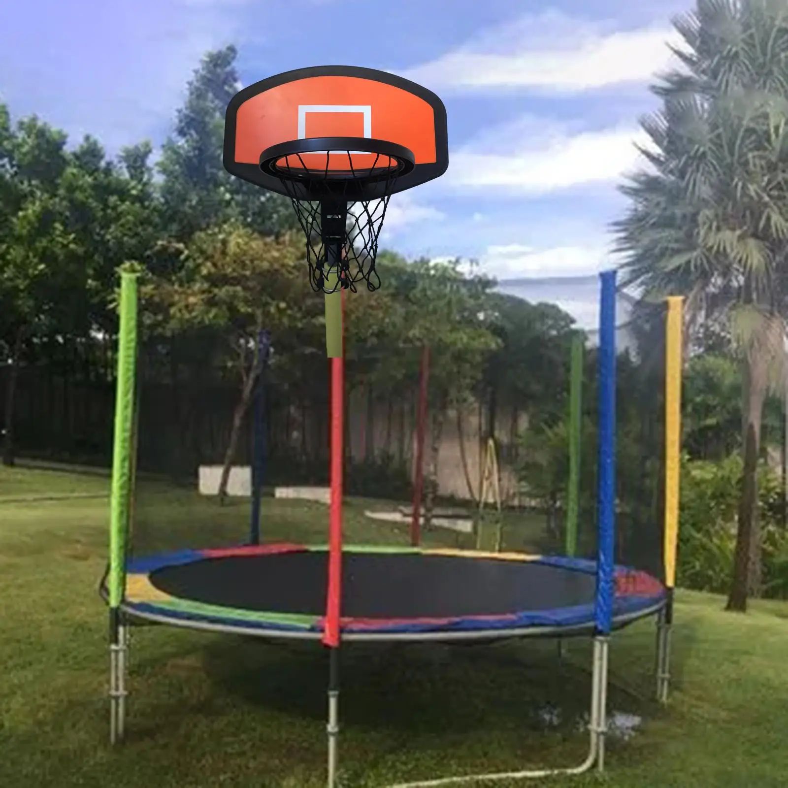 Basketball Hoop for Trampoline Toy Trampoline Accessories Basketball Backboard for Curved Pole Indoor Backyard Kids Outside