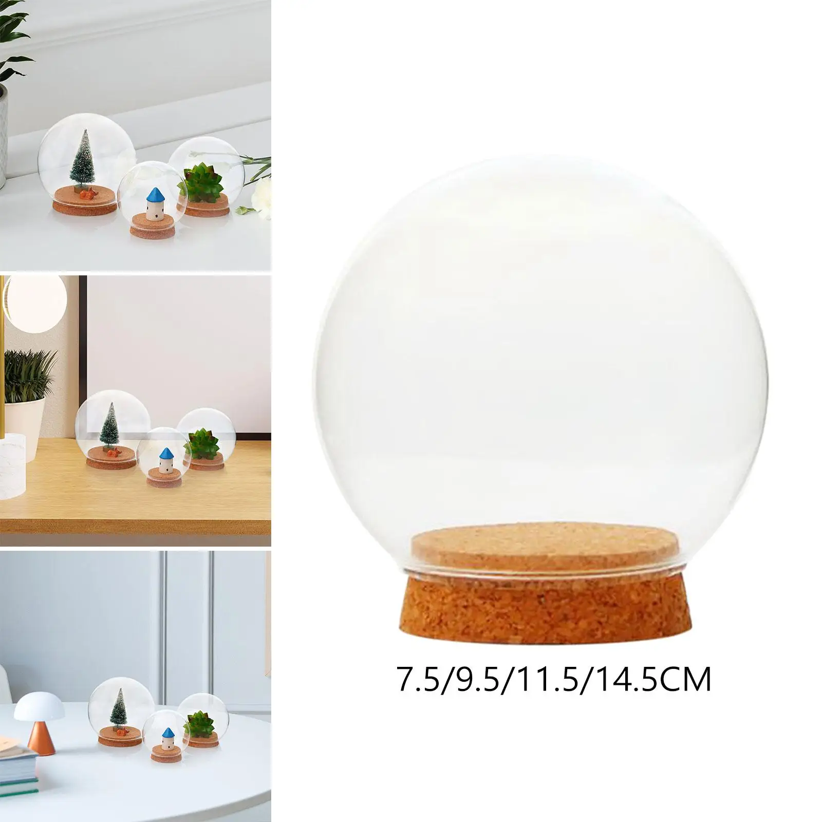 Glass dome with base, clear glass dome, cloche ball glass dome for table top