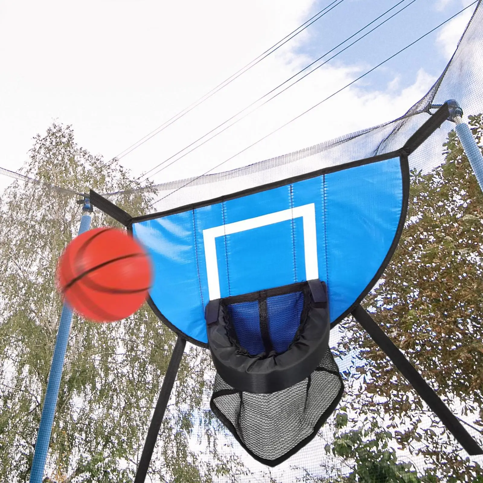 Trampoline Basketball Hoop for Outdoor with Basketball Pump Universal Easy to Assemble Mini Basketball Hoop for Trampoline