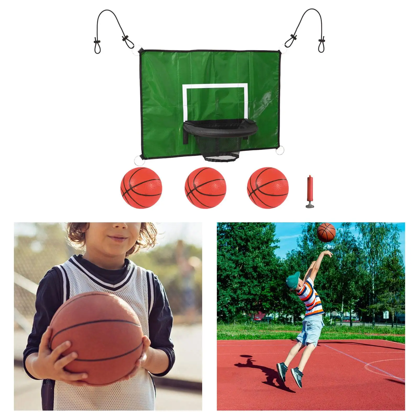 Trampoline Basketball Hoop Attachment Universal for Children Accessory Simple Installation Portable with Mini Basketballs