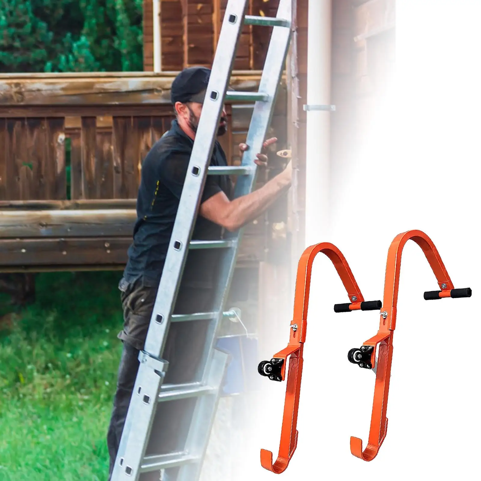 2 Pieces Roof Ladder Stabilizer Roof Ridge Extension Non Slip Heavy Duty Iron